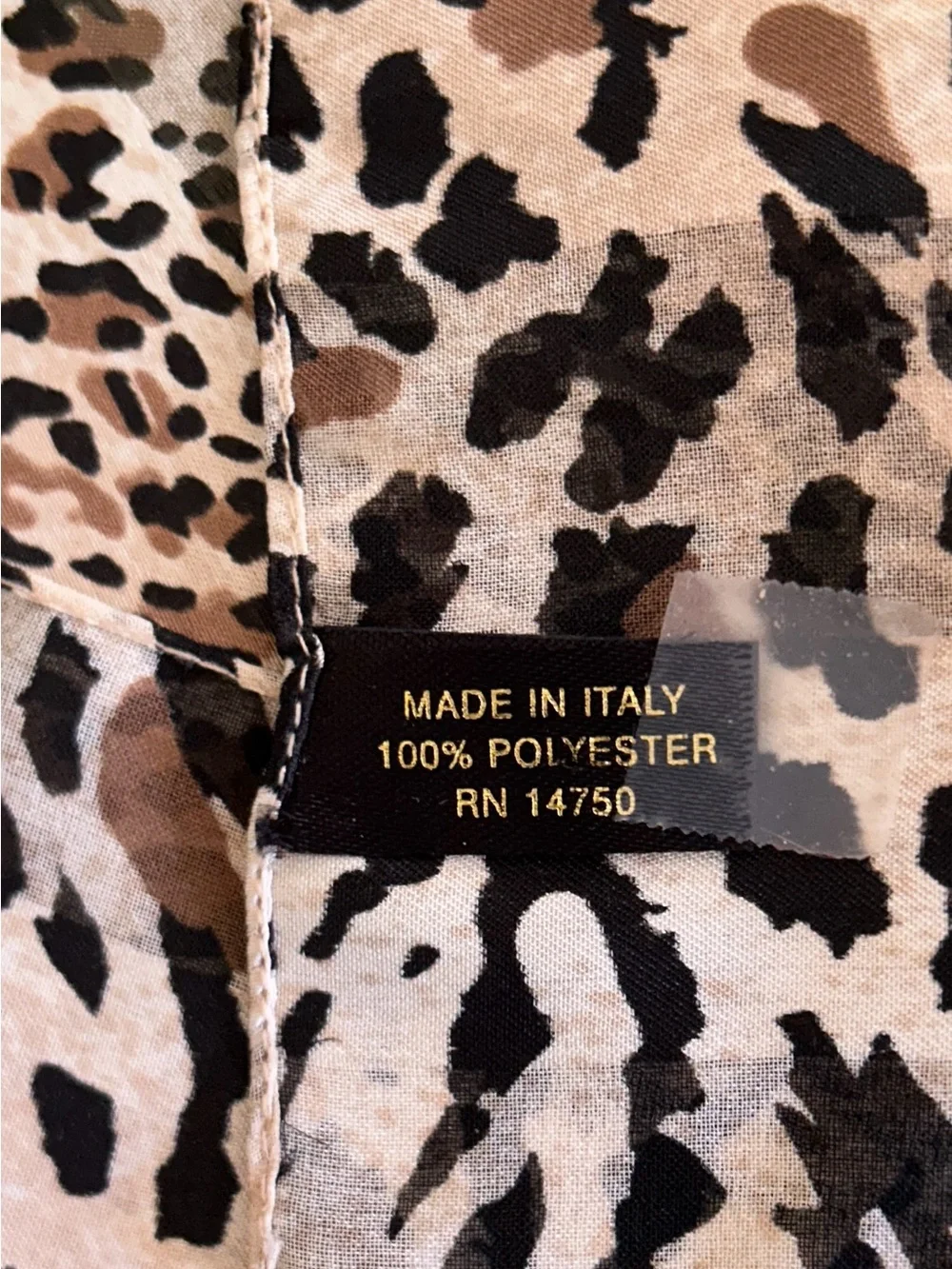 Leopard Animal Print Lightweight Scarf in Black, Brown, Cream made in Italy